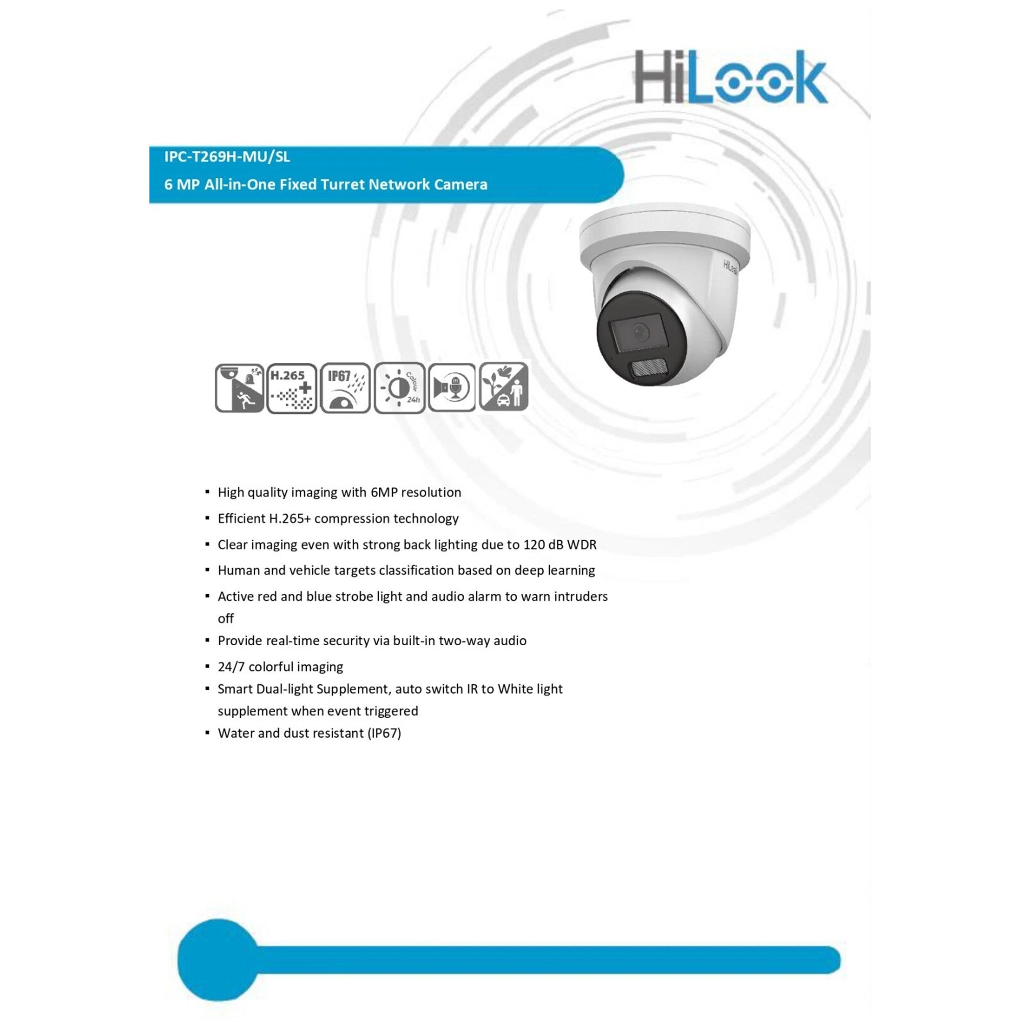 HiLook by Hikvision 6MP AC/DC All-in-One Turret Camera