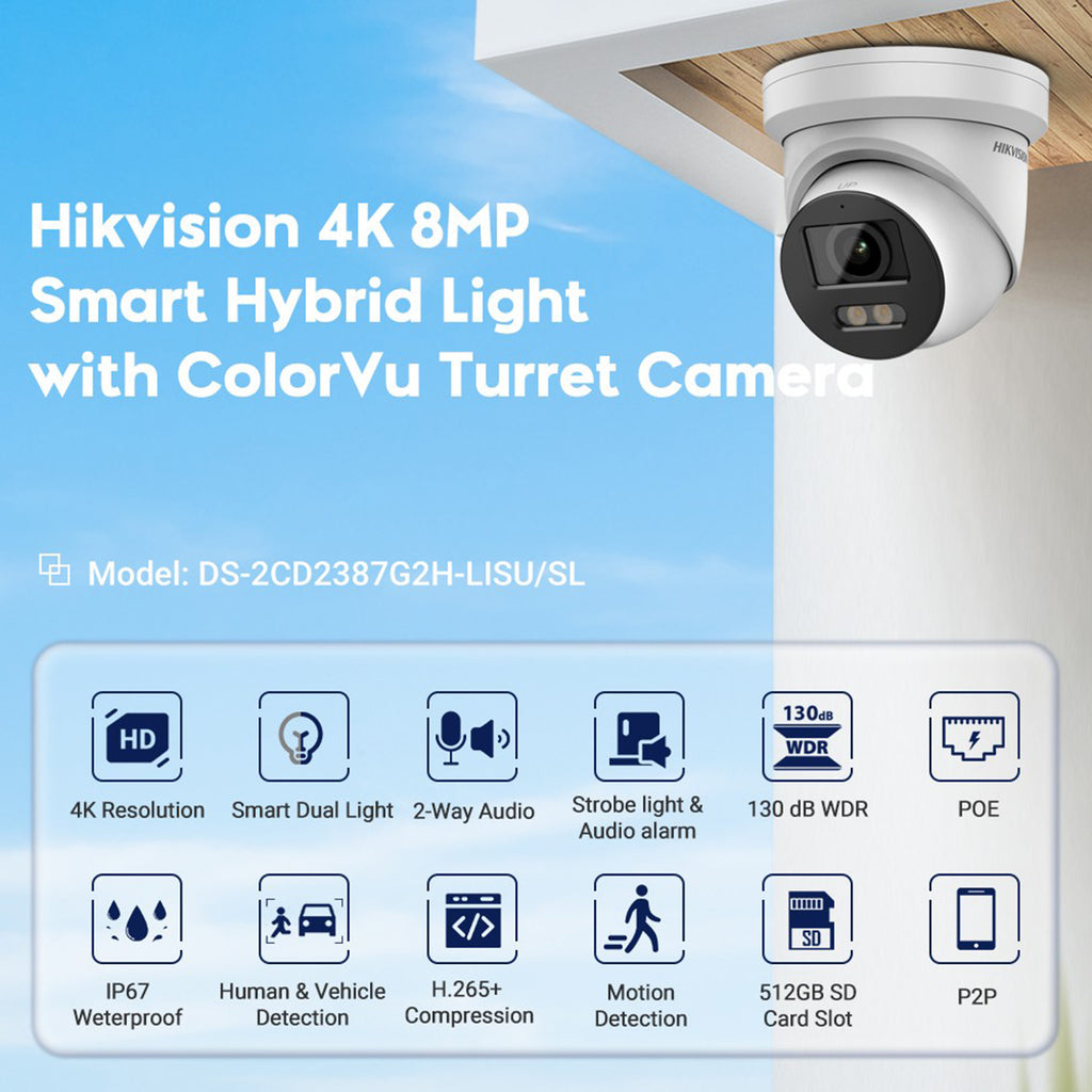 Hikvision 4K 8MP Smart Hybrid Light ColorVu Turret Network Camera