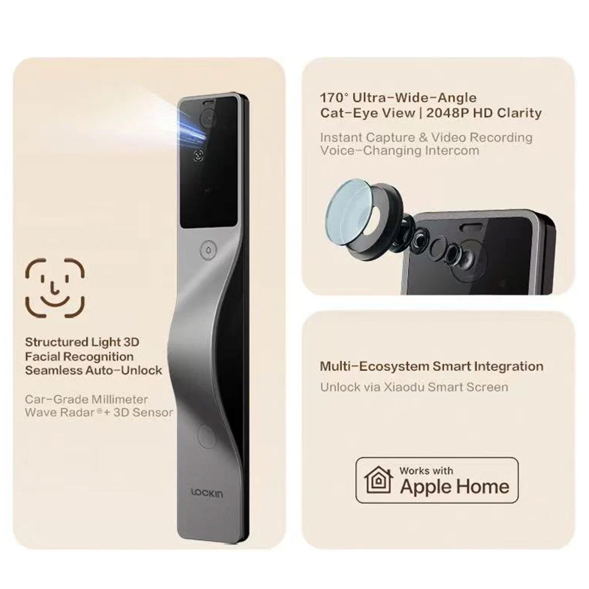 Lockin V5 Max Palm Vein Smart Lock – 3D Face Recognition, Dual Battery System, Flagship Biometric Security