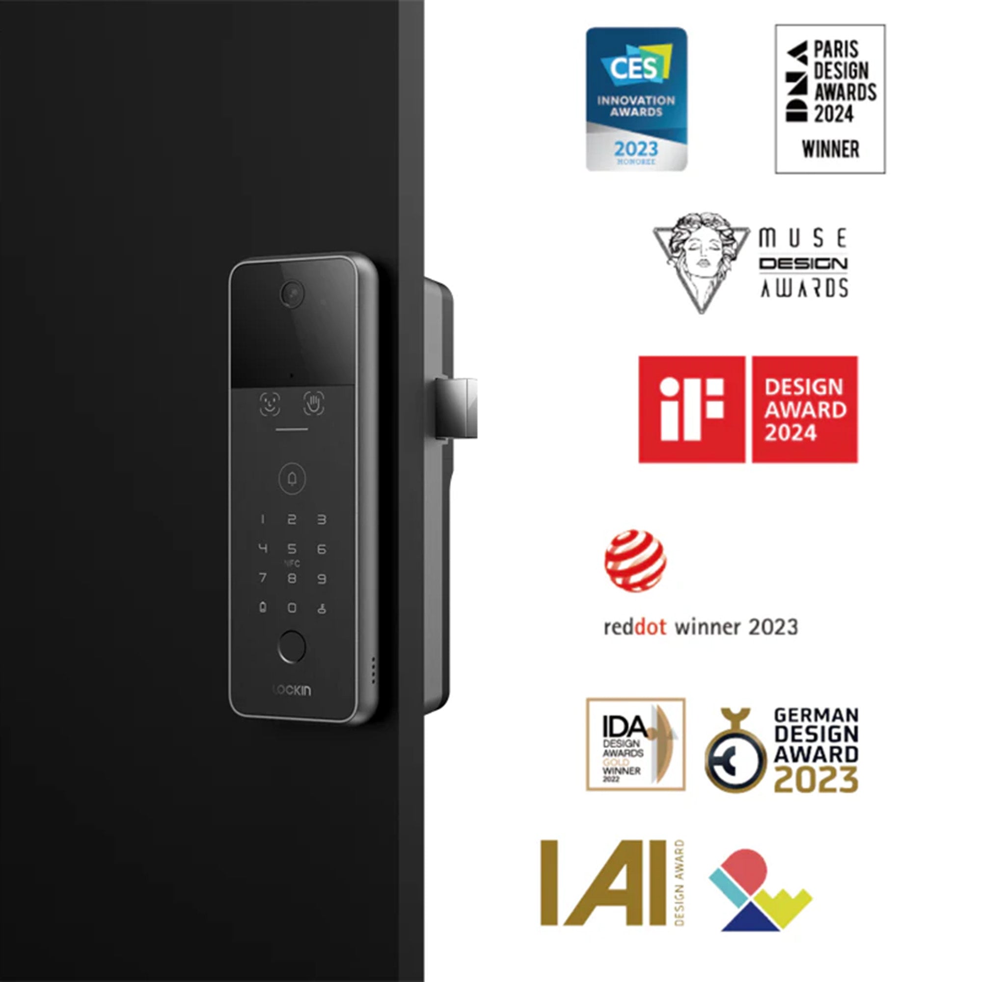 Lockin Veno 3 Smart Lock – Palm Vein + 3D Face Recognition, Video Door Viewer, WiFi Door Lock Australia