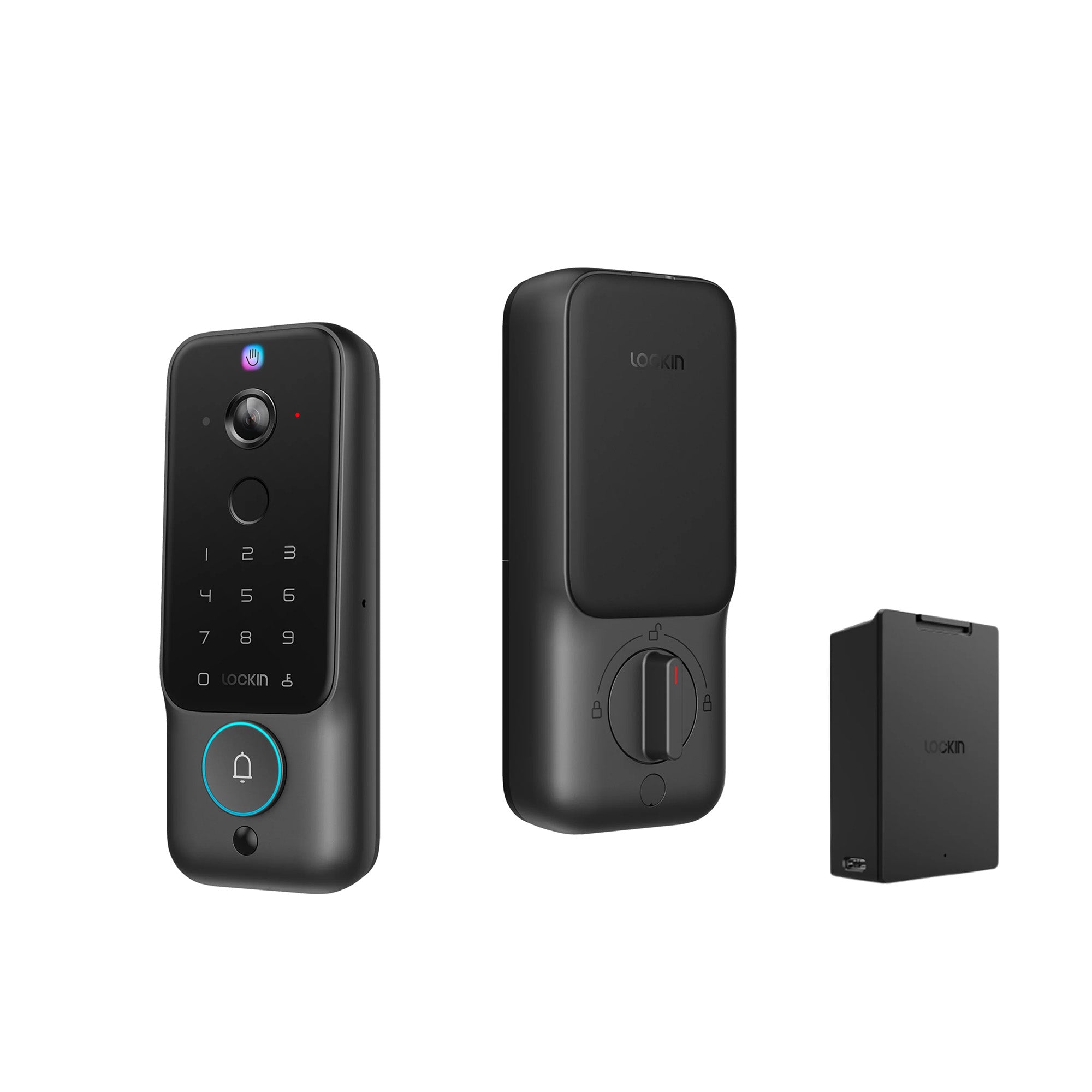 Set of Locten smart lock components on a white background