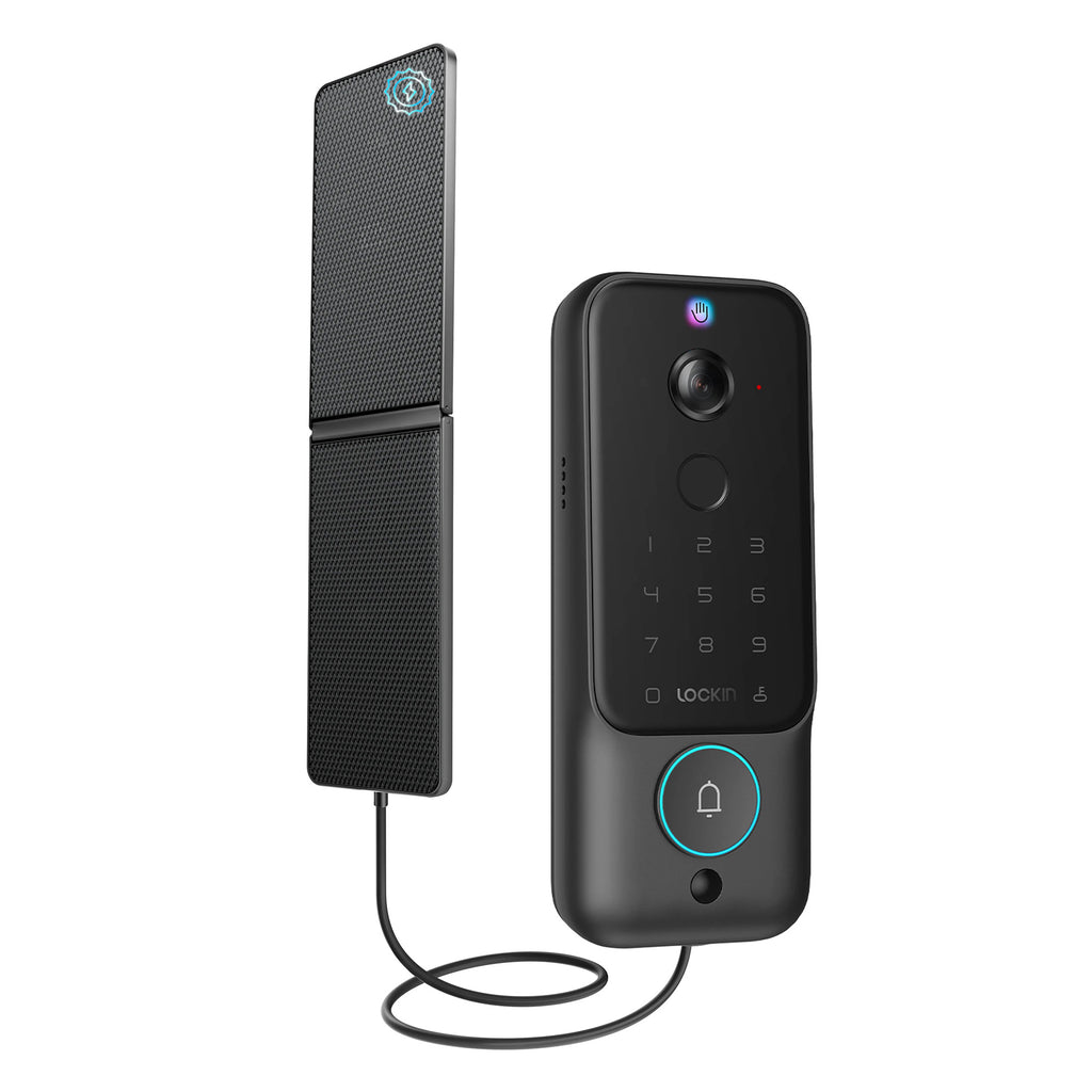 Smart doorbell and speaker device on a white background