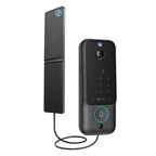 Smart doorbell and speaker device on a white background