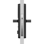 Door handle with electronic lock mechanism on a white background